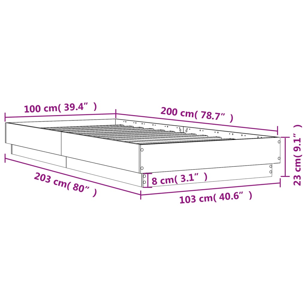 Rám postele s LED osvětlením dub sonoma 100 x 200 cm - obrázek 14