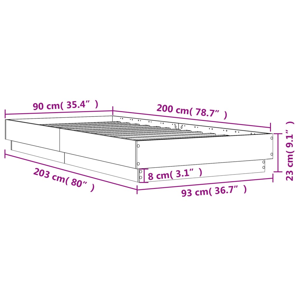 Rám postele s LED osvětlením dub sonoma 90 x 200 cm - obrázek 14