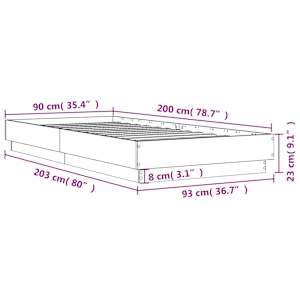 Rám postele s LED osvětlením hnědý dub 90 x 200 cm - obrázek 14