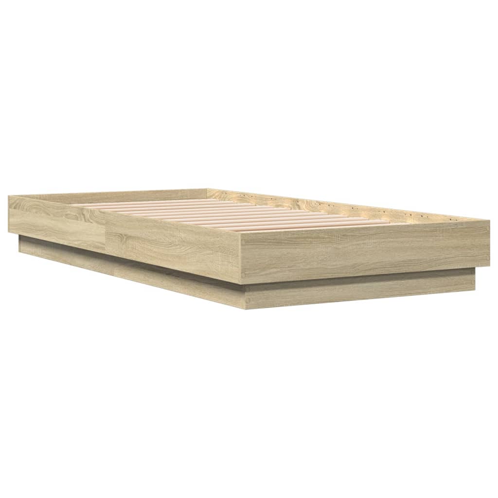 vidaXL Bedframe met LED-verlichting sonoma eikenkleurig 90x190 cm afbeelding