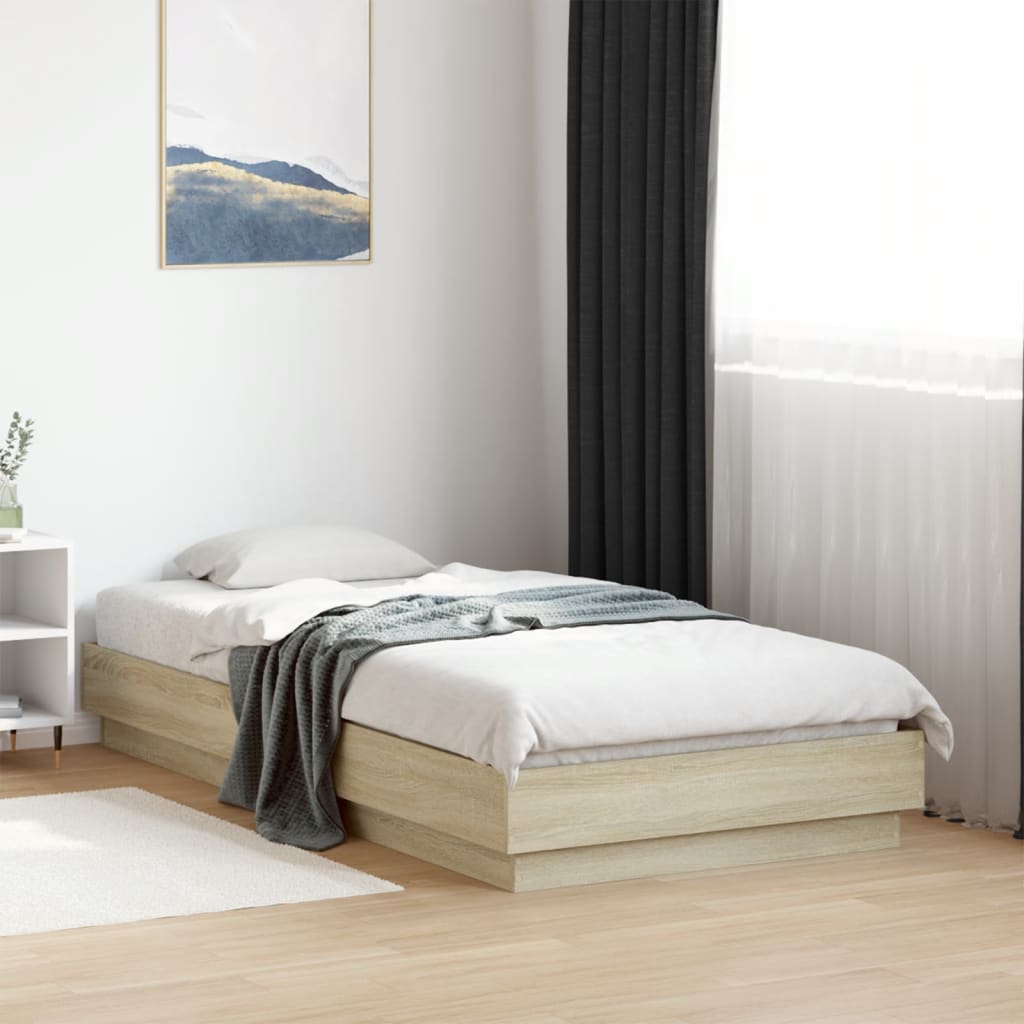 vidaXL Bedframe met LED-verlichting sonoma eikenkleurig 90x190 cm, foto 2