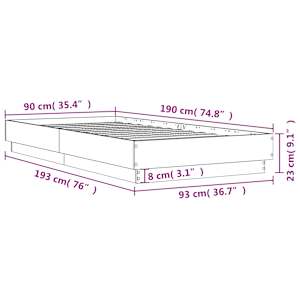 Rám postele s LED osvětlením kouřový dub 90 x 190 cm - obrázek 14