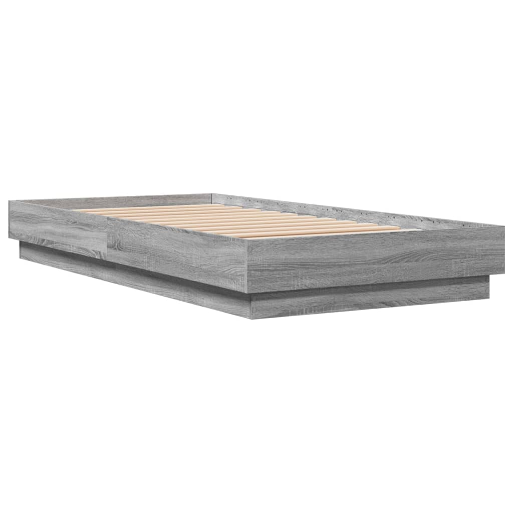 vidaXL Bedframe met LED-verlichting grijs sonoma eikenkleur 90x190 cm afbeelding