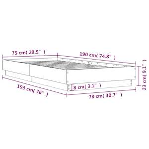 Rám postele s LED osvětlením šedý sonoma 75 x 190 cm - obrázek 14