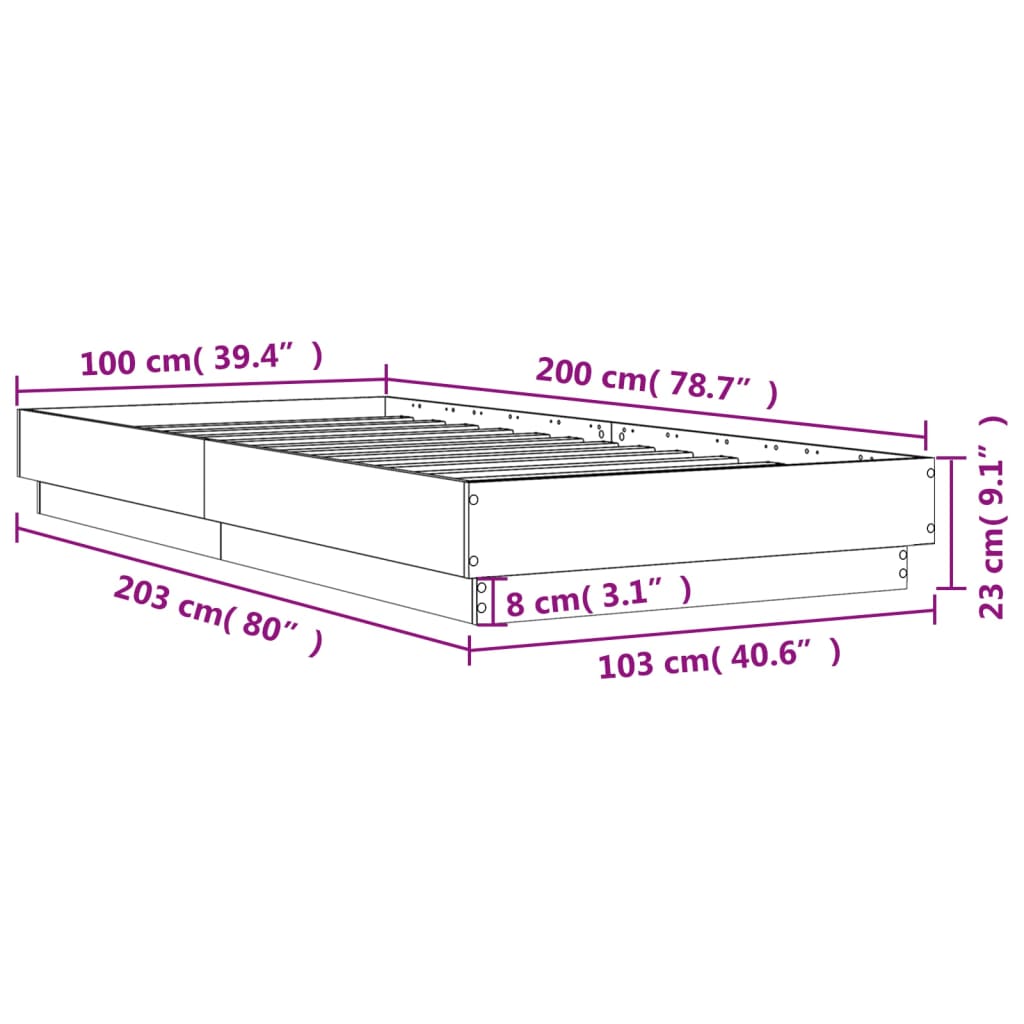 Rama łóżka dębowa 100x200 cm pasujący materac