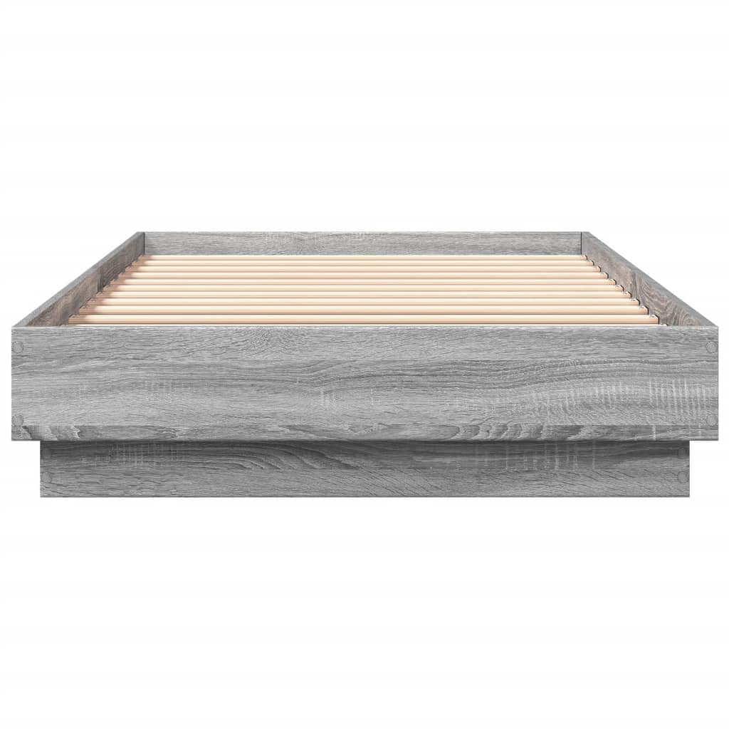 vidaXL Bedframe bewerkt hout grijs sonoma eikenkleurig 100x200 cm, foto 4