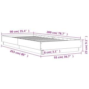 Rám postele bez matrace kouřový dub 90x200 cm kompozitní dřevo - obrázek 9