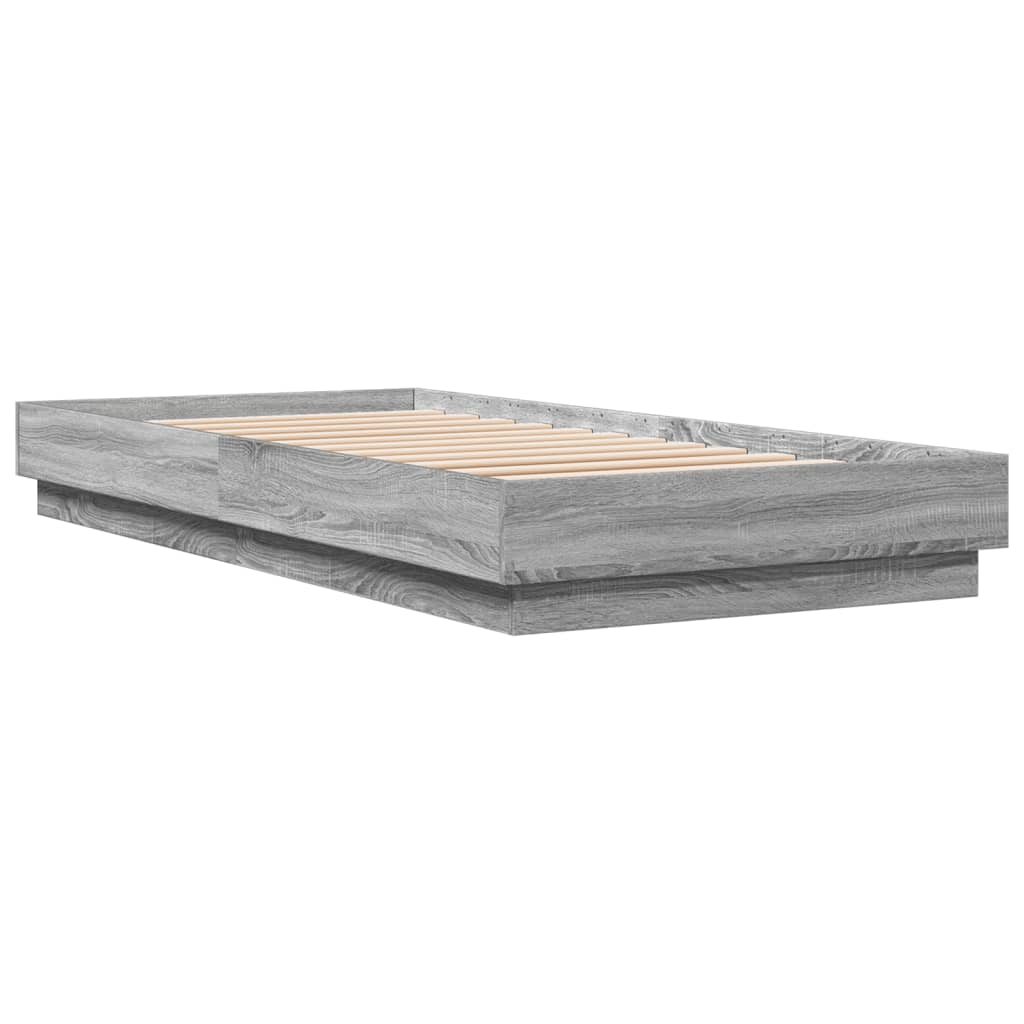 vidaXL Bedframe bewerkt hout grijs sonoma eikenkleurig 90x200 cm afbeelding