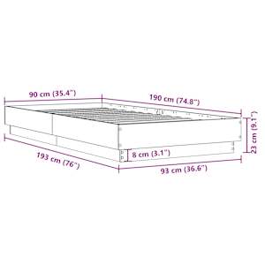 Rám postele bez matrace hnědý dub 90 x 190 cm kompozitní dřevo - obrázek 9