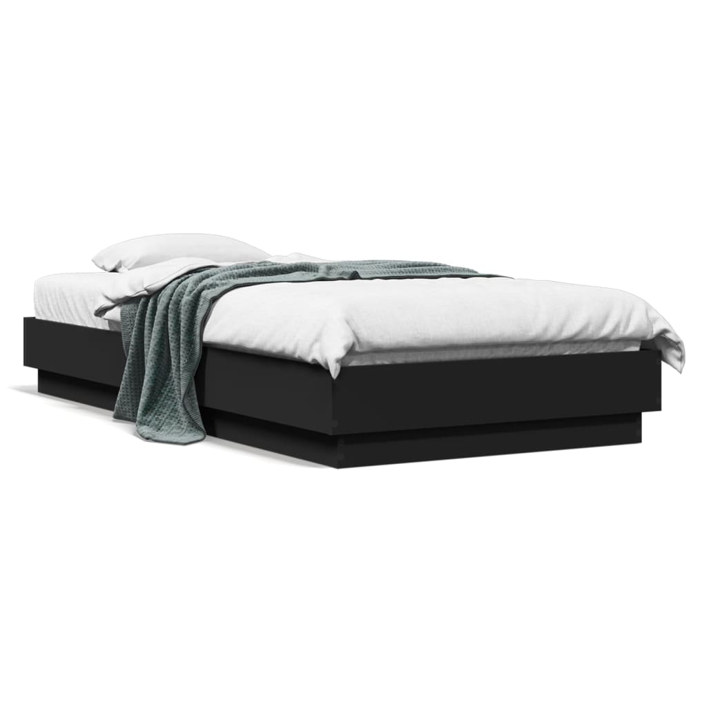 vidaXL Bedframe bewerkt hout zwart 75x190 cm, foto 3