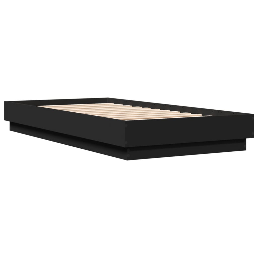 vidaXL Bedframe bewerkt hout zwart 75x190 cm afbeelding