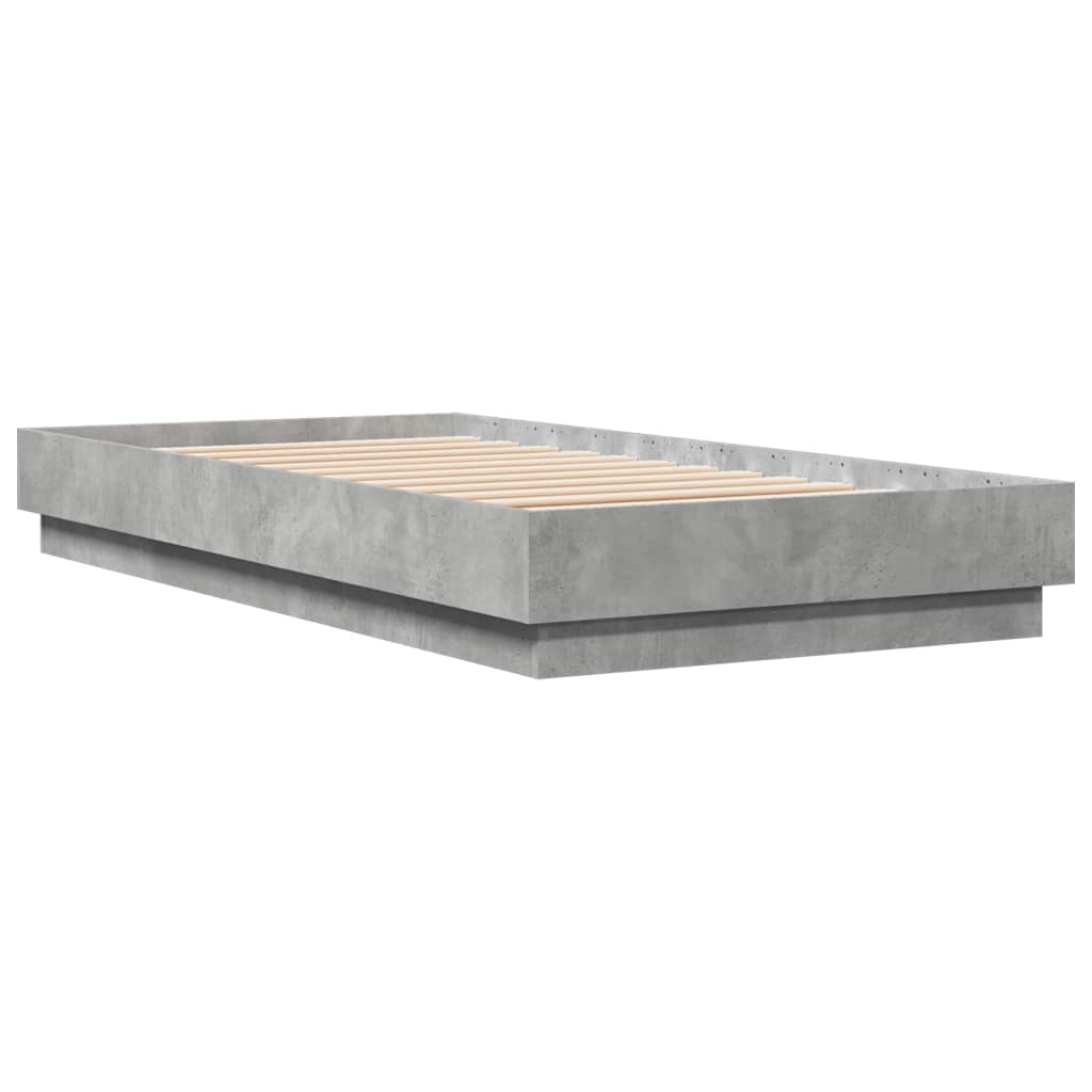 vidaXL Bedframe bewerkt hout betongrijs 75x190 cm afbeelding