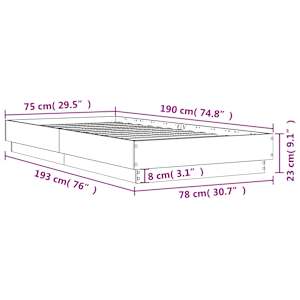 Rám postele bez matrace kouřový dub 75x190 cm kompozitní dřevo - obrázek 9