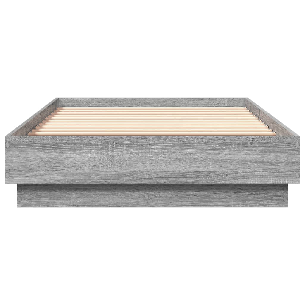 vidaXL Bedframe bewerkt hout grijs sonoma eikenkleurig 75x190 cm, foto 4