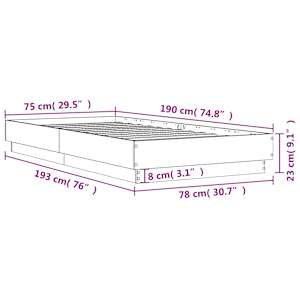Rám postele bez matrace hnědý dub 75 x 190 cm kompozitní dřevo - obrázek 9