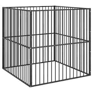 Ohrádka pro psy 4 panely černá pozinkovaná ocel - obrázek 6