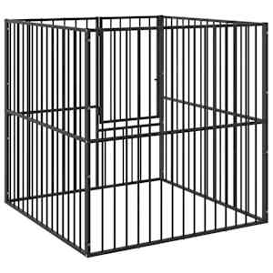 Ohrádka pro psy 4 panely černá pozinkovaná ocel - obrázek 7