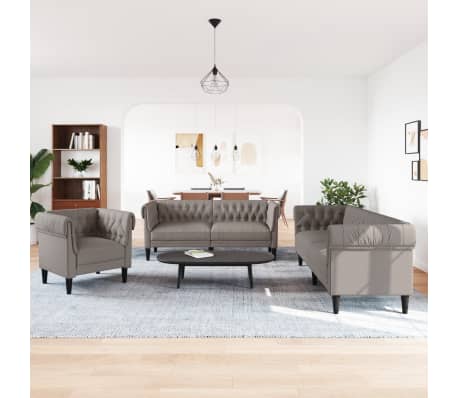 vidaXL Ensemble de canapés 3 pcs taupe tissu
