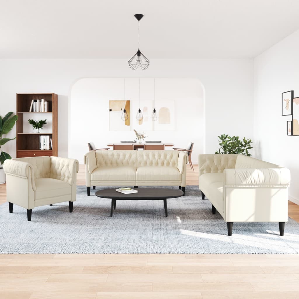 Thumbnail - vidaXL 3-tlg. Sofagarnitur Creme Stoff