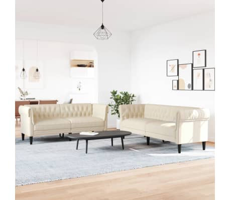 vidaXL 2-tlg. Sofagarnitur Creme Stoff