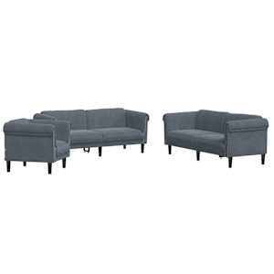 vidaXL 3-osaline diivanikomplekt, tumehall, samet