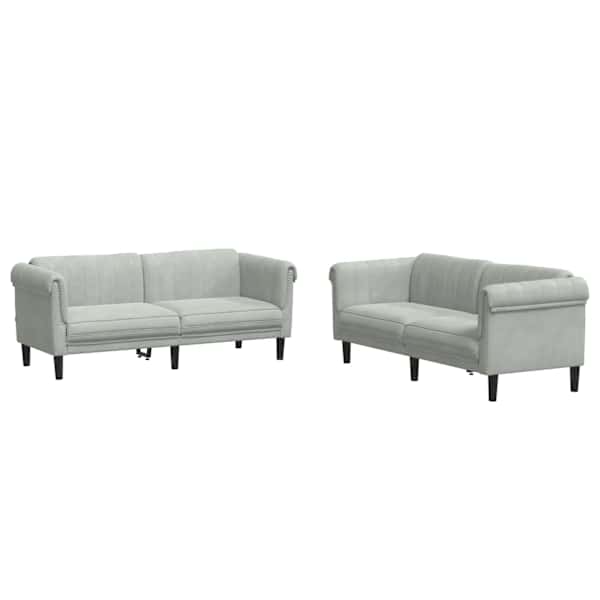 vidaXL 2-osaline diivanikomplekt, helehall, samet