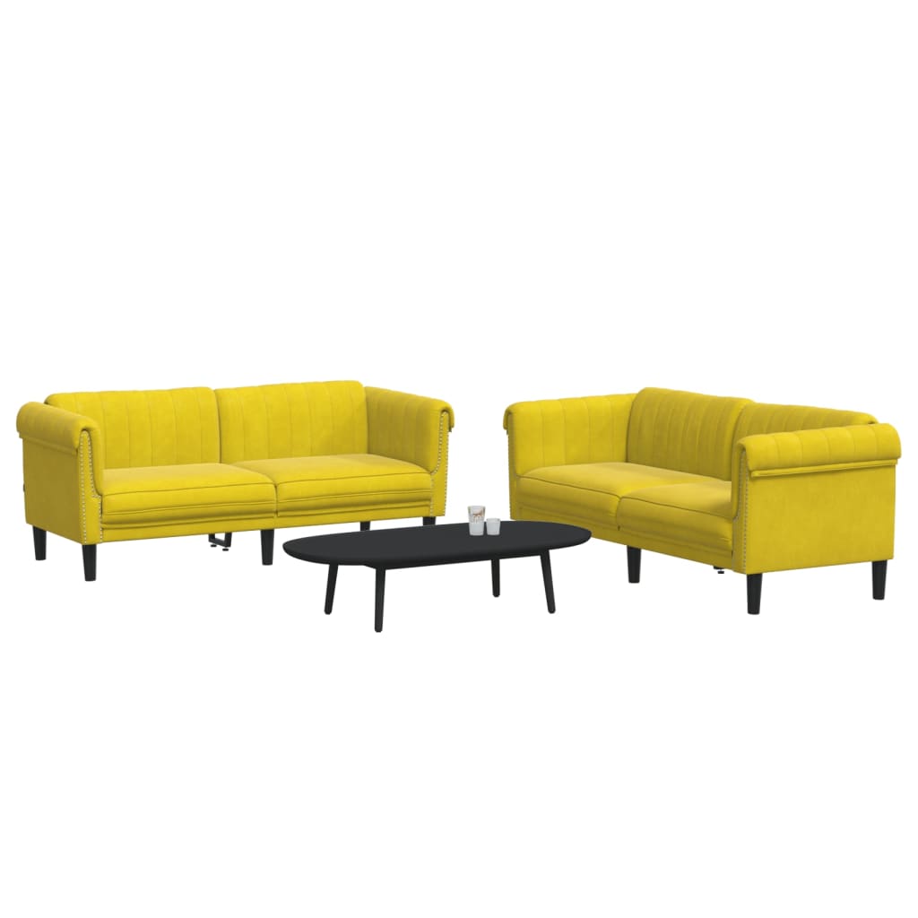 vidaXL 2-delige Loungeset fluweel geel afbeelding