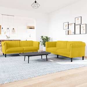 Sedežna garnitura 2-delna rumen žamet