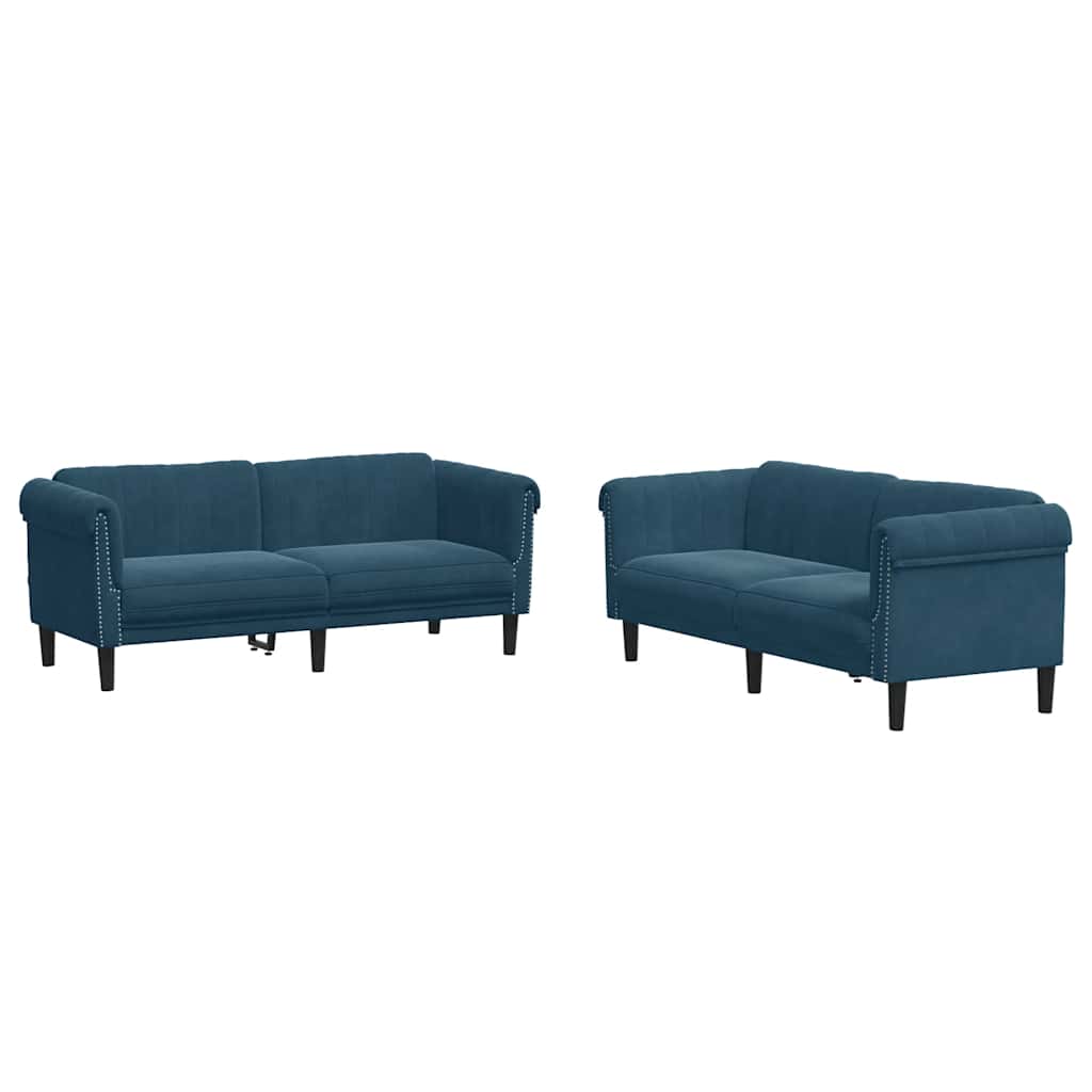 VidaXL 2-delige Loungeset Fluweel Blauw