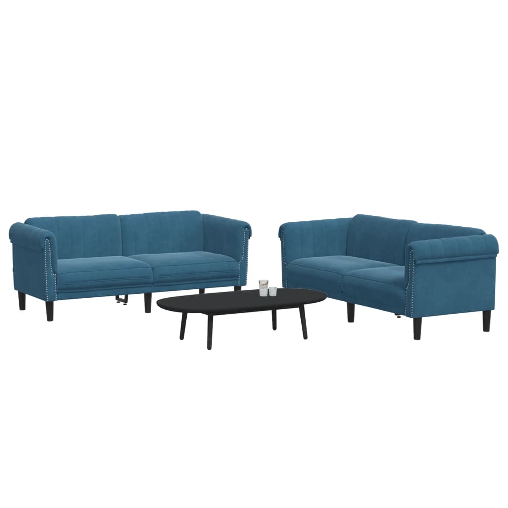 vidaXL 2-delige Loungeset fluweel blauw afbeelding