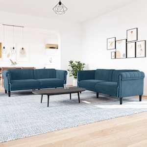 Sedežna garnitura 2-delna moder žamet