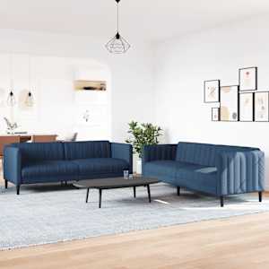 2dílná sedací souprava modrá textil - obrázek 3