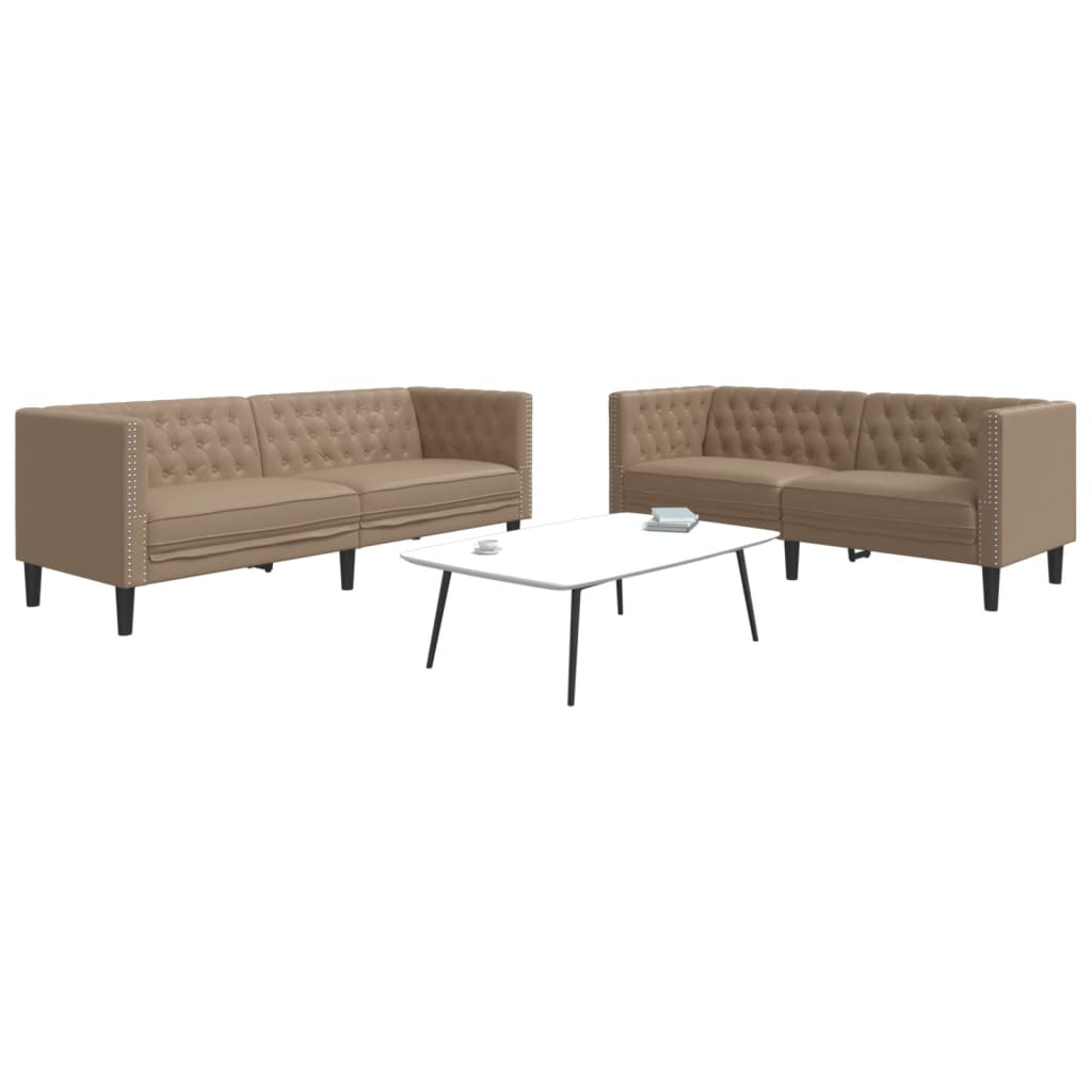 vidaXL 2-tlg. Chesterfield-Sofa-Set Cappuccino Kunstleder