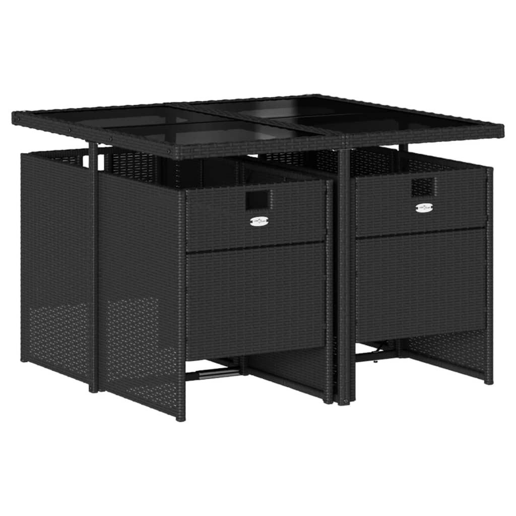 vidaXL 5-delige Tuinset met kussens poly rattan zwart afbeelding