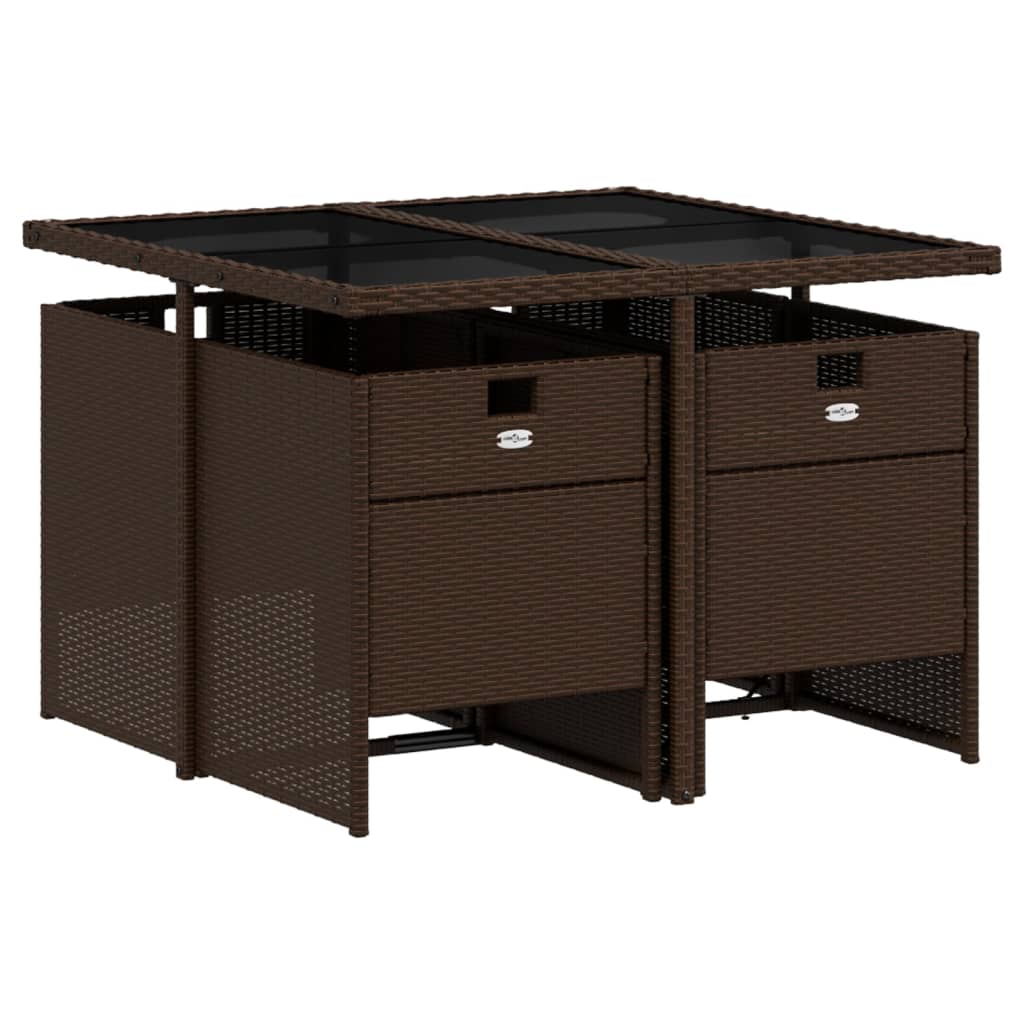 vidaXL 5-delige Tuinset met kussens poly rattan bruin afbeelding