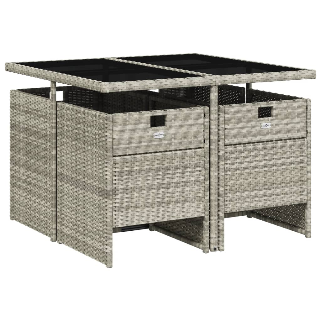 vidaXL 5-delige Tuinset met kussens poly rattan lichtgrijs afbeelding