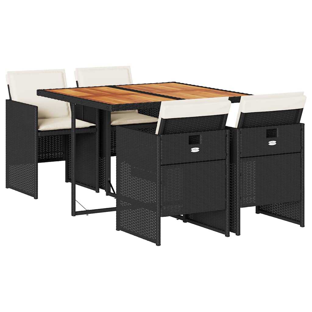 Thumbnail - vidaXL 5-tlg. Garten-Essgruppe mit Kissen Schwarz Poly Rattan