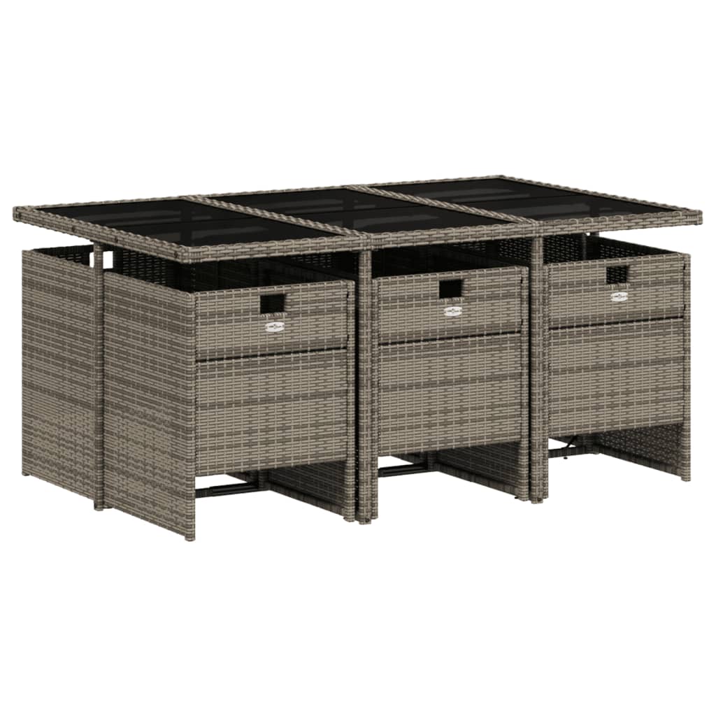 vidaXL 7-delige Tuinset met kussens poly rattan grijs afbeelding