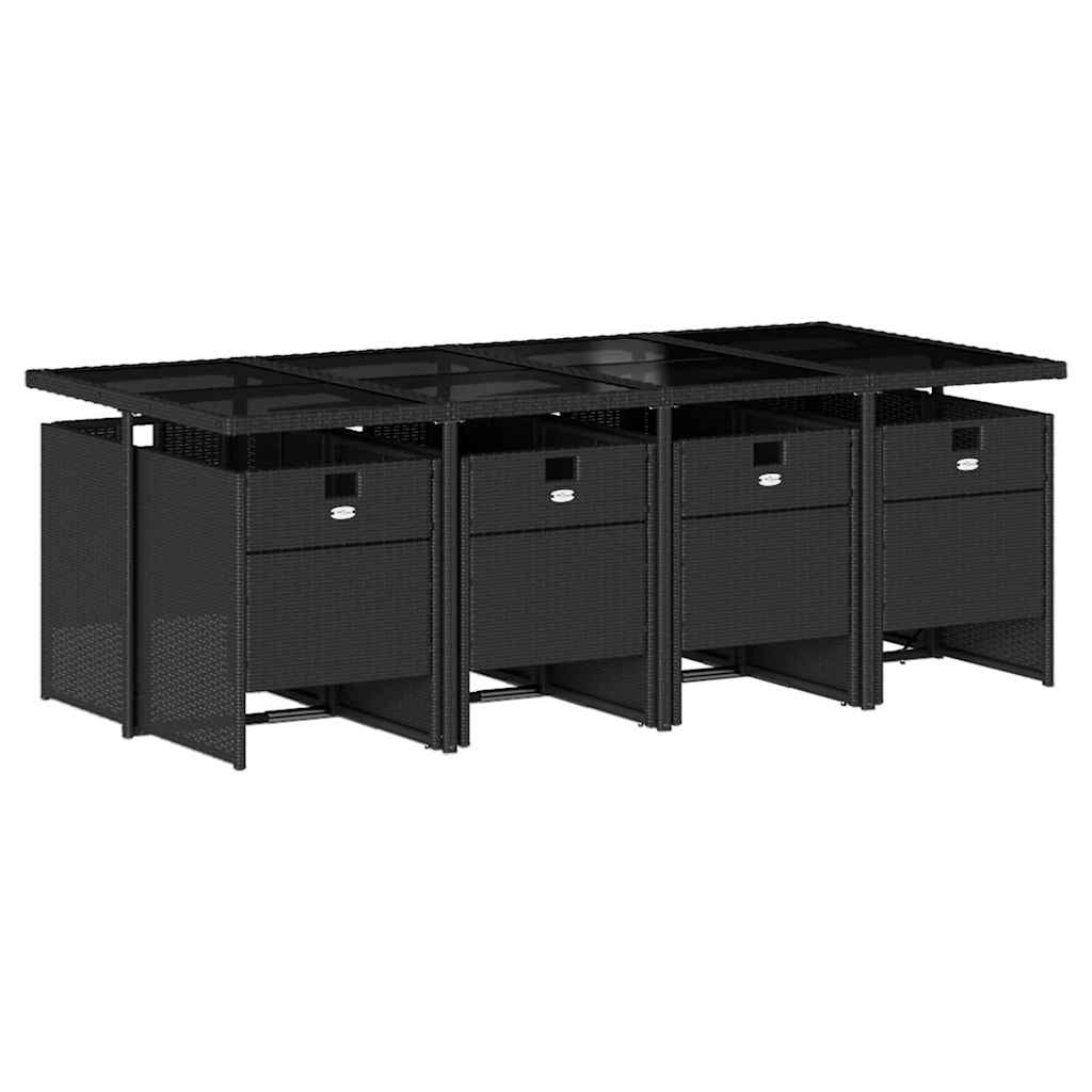 vidaXL 9-delige Tuinset poly rattan zwart afbeelding