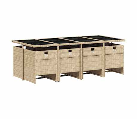 vidaXL Ensemble &agrave; manger de jardin et coussins 9 pcs beige Poly rotin