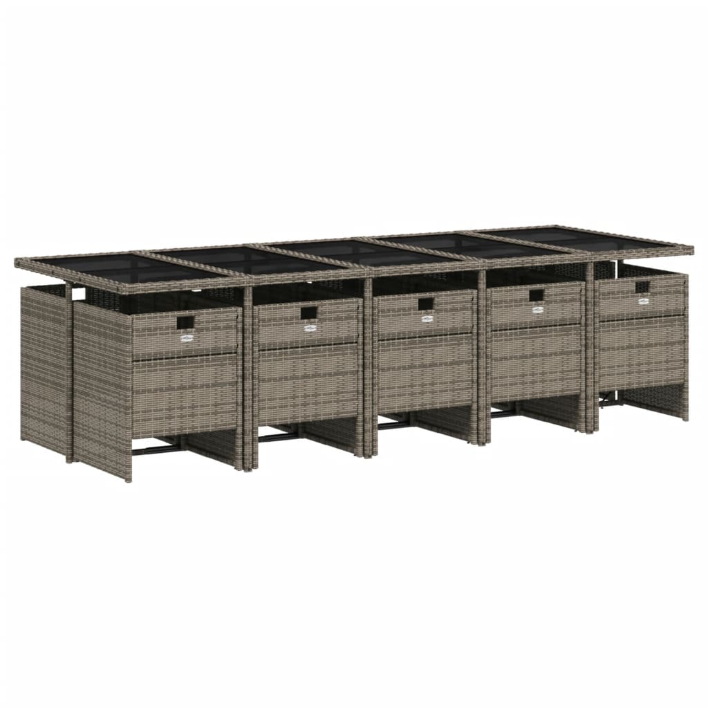 vidaXL 11-delige Tuinset met kussens poly rattan grijs afbeelding