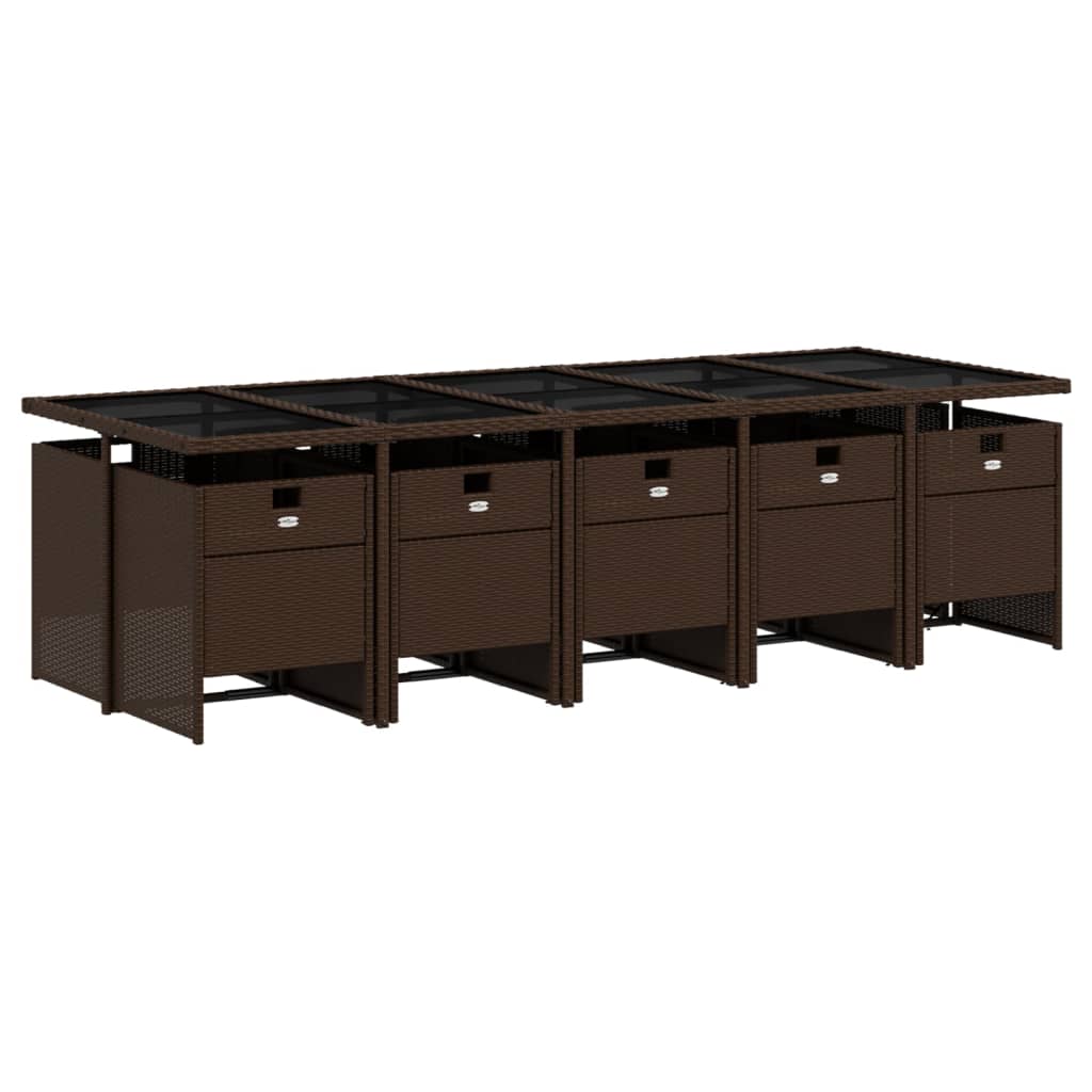 vidaXL 11-delige Tuinset met kussens poly rattan bruin afbeelding