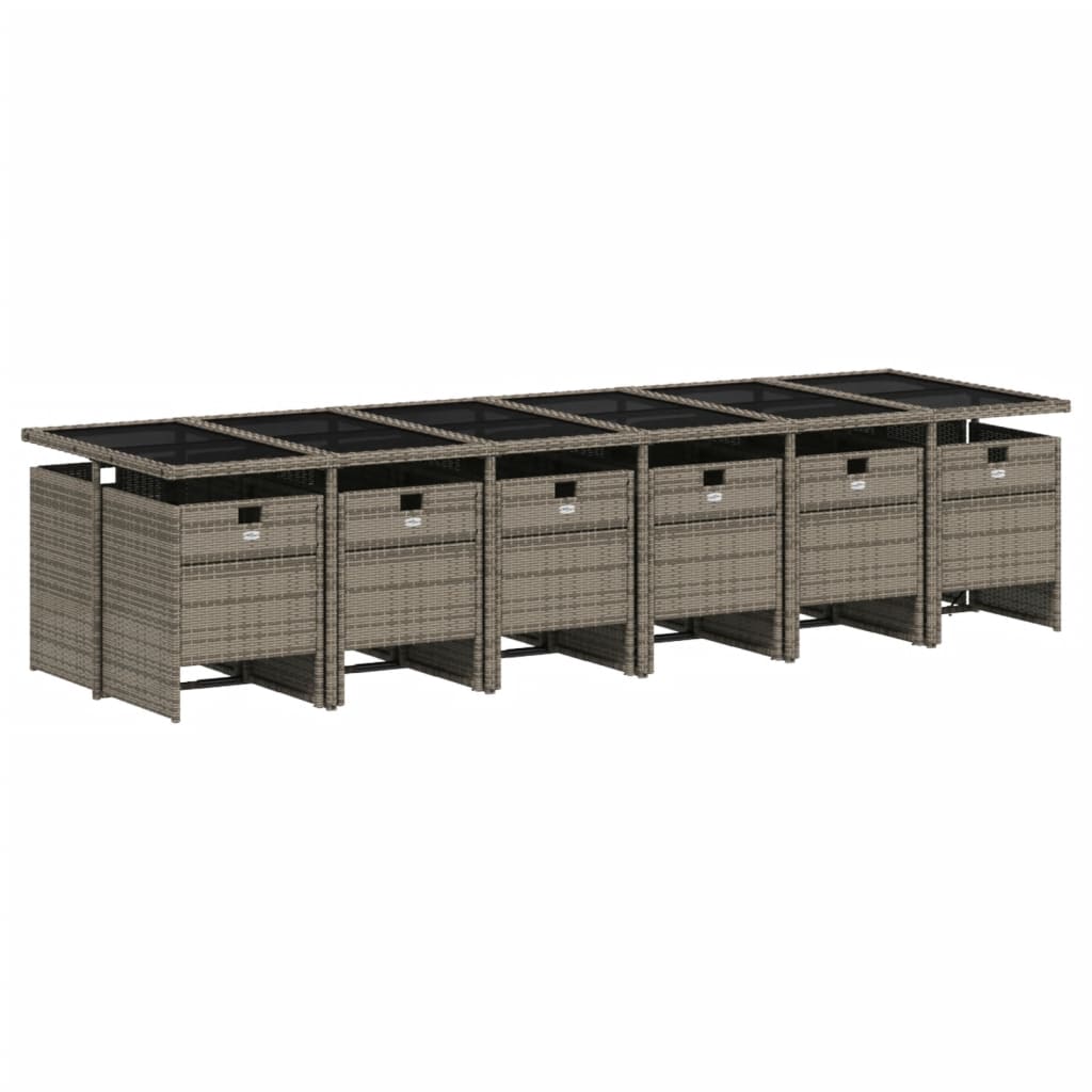 vidaXL 13-delige Tuinset met kussens poly rattan grijs afbeelding