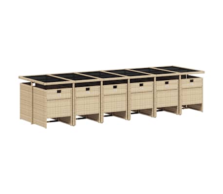 vidaXL 13-delige Tuinset met kussens poly rattan beige