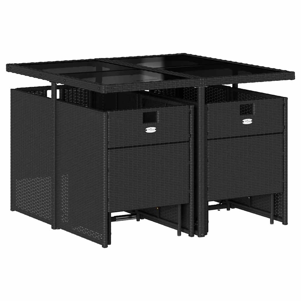 Thumbnail - vidaXL 9-tlg. Garten-Essgruppe mit Kissen Schwarz Poly Rattan