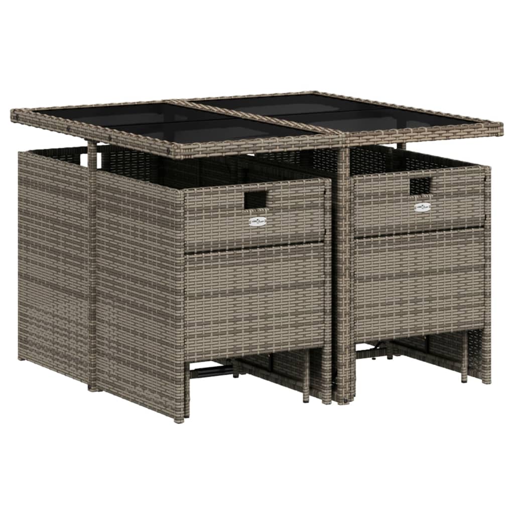 vidaXL 9-delige Tuinset met kussens poly rattan grijs afbeelding