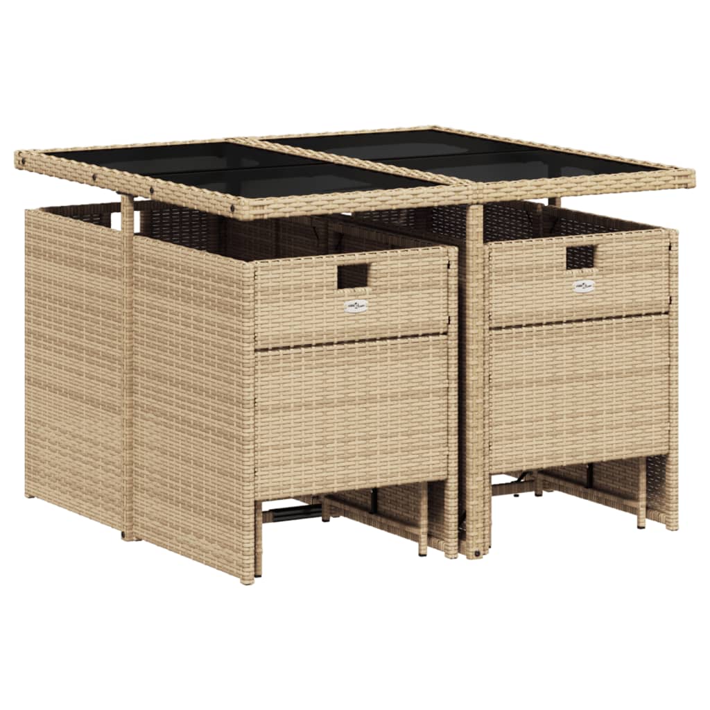vidaXL 9-delige Tuinset met kussens poly rattan beige afbeelding