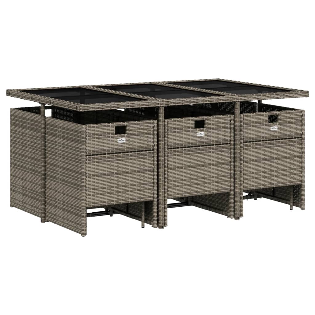 vidaXL 11-delige Tuinset met kussens poly rattan grijs afbeelding