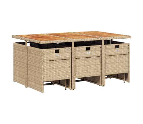 vidaXL Set mobilier de grădină cu perne, 11 piese, bej, poliratan
