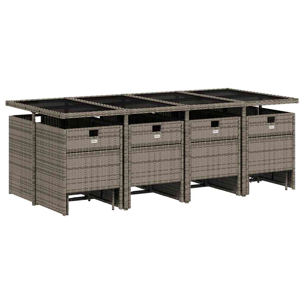 vidaXL Set mobilier de grădină cu perne, 13 piese, gri, poliratan
